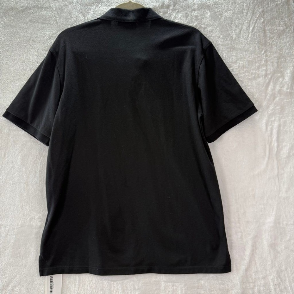 Burberry London England Mens XXL Black Cotton Pique Polo Shirt Logo Patch Italy - Picture 10 of 10